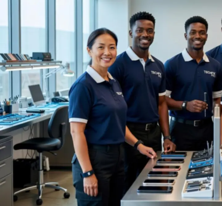 Mobile Case Workshop technicians working together in the custom case production studio