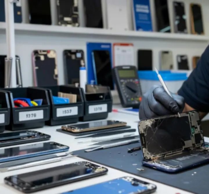 Production specialist preparing a custom phone case order
