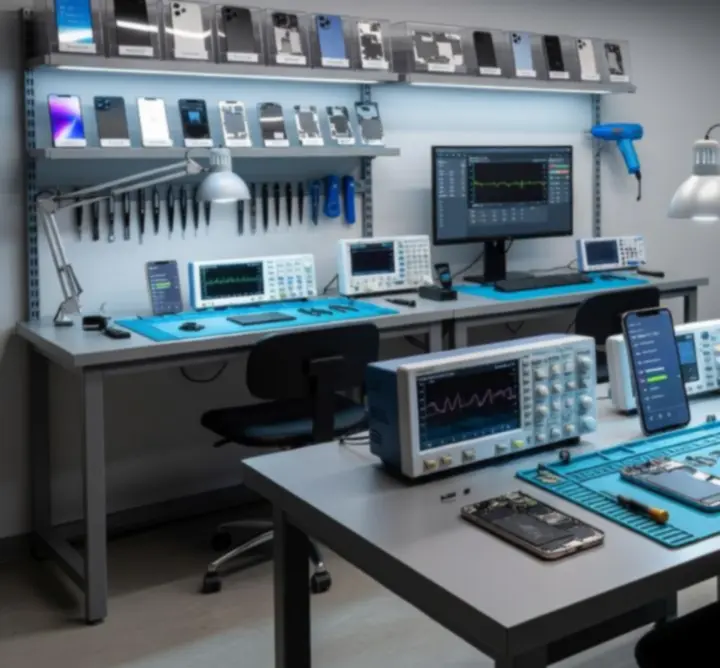 Interior of the Mobile Case Workshop custom case production facility with modern tools and equipment